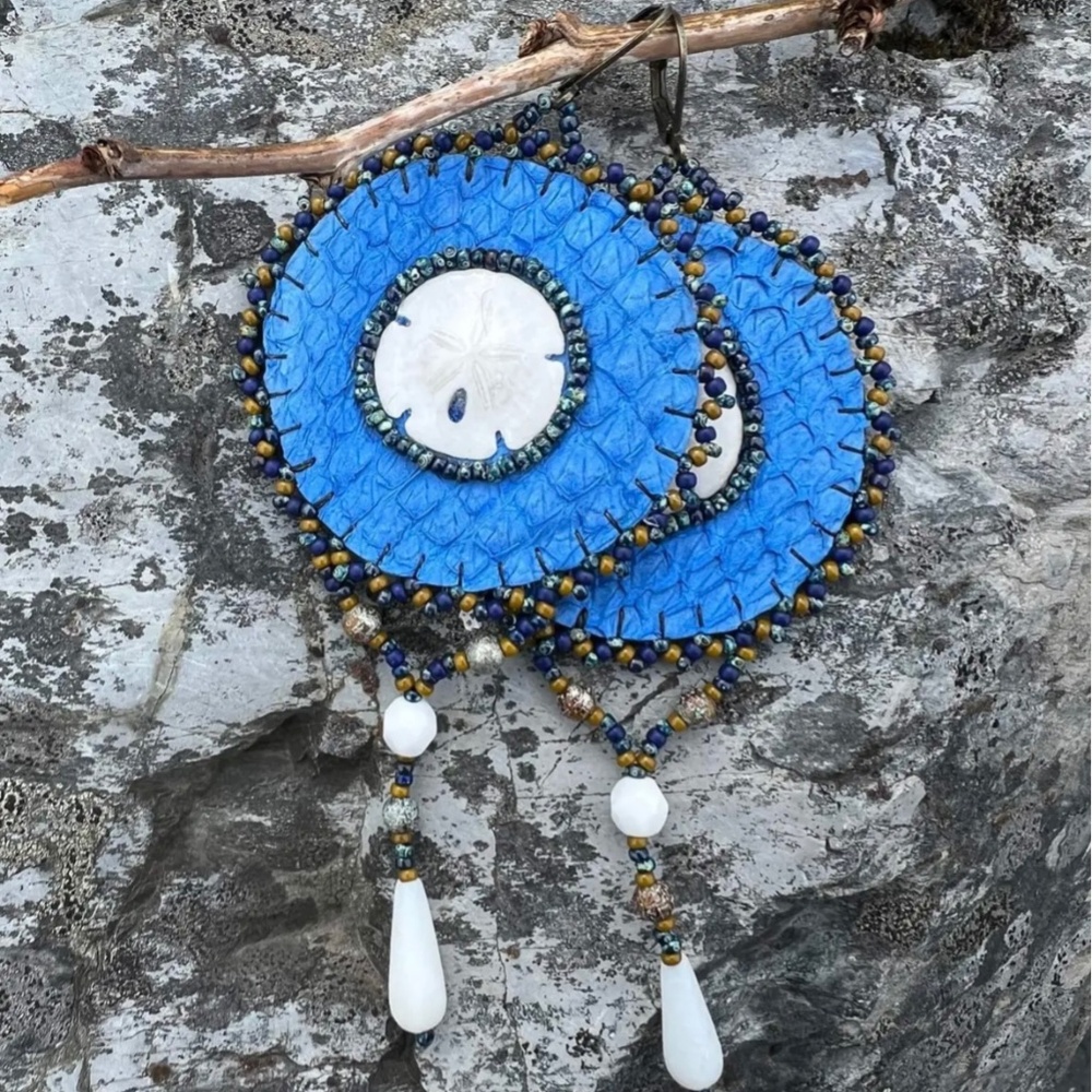 Handmade Salmon Leather Earrings (Alutiq Angels inspired)